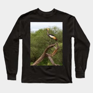 Grey Crowned Crane Long Sleeve T-Shirt